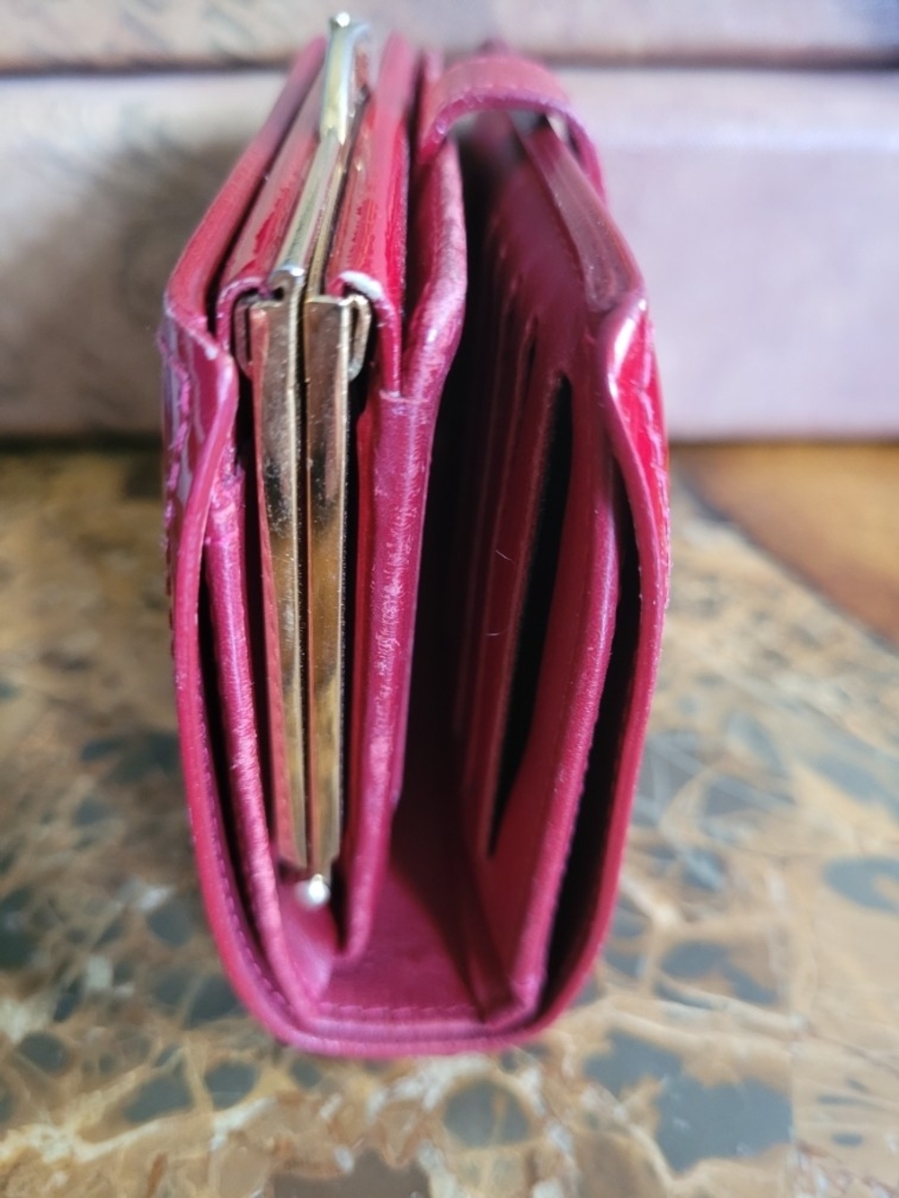 Louis Vuitton Red Vernis Compact Wallet - Picture 4 of 9